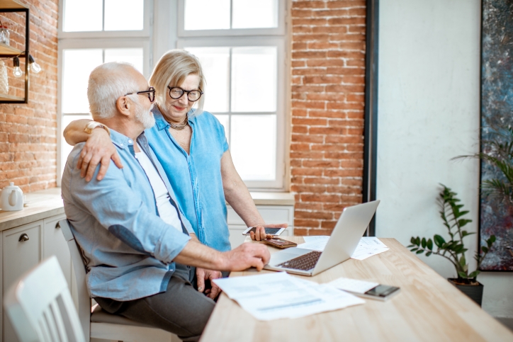 Couple looking at computer