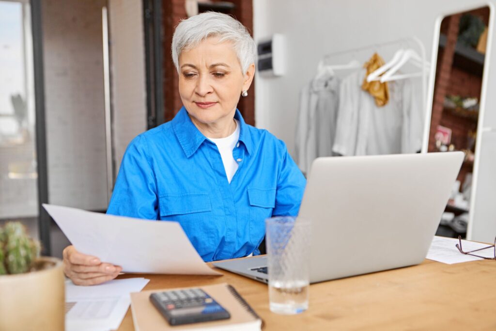 Woman reviewing document